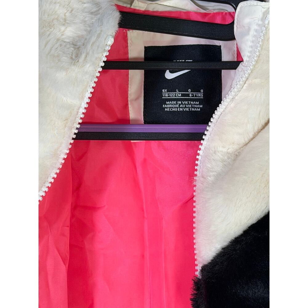 Nike Girls Faux Fur Colorblock Jacket Size 6X/7 - Picture 8 of 10